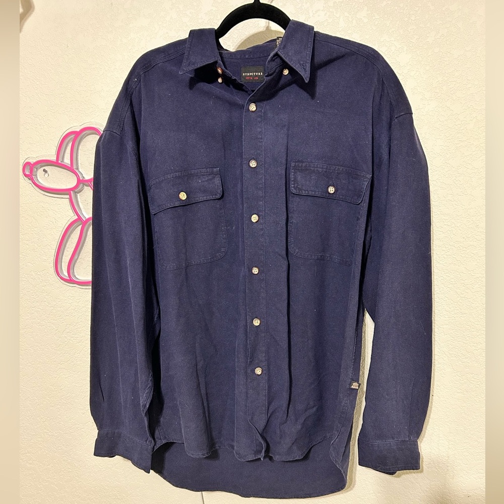 Blue Structure button down shirt 100% silk